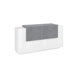 Madia 4 Ante 160 Cm Design Moderno Bianco Lucido Effetto Pietra New Coro