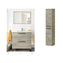 Mobile Bagno Da Terra Lavabo Specchio Colonna Athena 80 Rovere Alaska