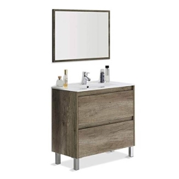 Mobile bagno 80 cm con lavabo e specchio rovere - Dakota 94611