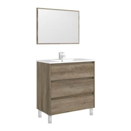 Mobile bagno 80 cm con lavabo e specchio rovere - Dakota 96249