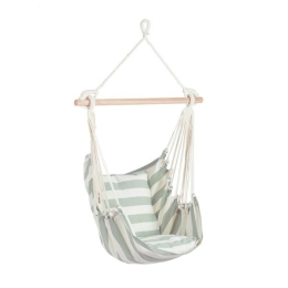 Amaca Pensile 85x100 Bianco E Salvia Con Barra Di Legno Relax Bizzotto