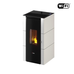 Stufa a pellet ventilata Cadel Cristal 7.0 kW Wi-Fi di serie bianco