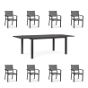 Set Da Pranzo Da Esterno Tavolo 90x160-240 + 8 Sedie Antracite