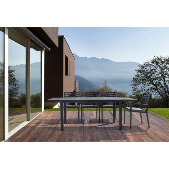 Set Da Pranzo Da Esterno Tavolo 90x160-240 + 8 Sedie Antracite