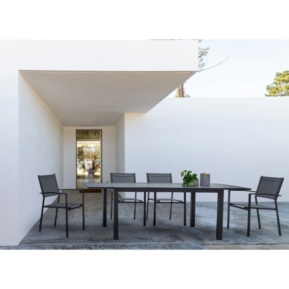 Set Da Pranzo Da Esterno Tavolo 90x160-240 + 8 Sedie Antracite