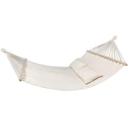 Amaca 2 Posti Bianca Con Cuscini In Cotone E Barre In Legno 200x150 Cm