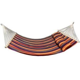 Amaca 2 Posti Multicolore Con Cuscini In Cotone E Legno 200x150 Cm