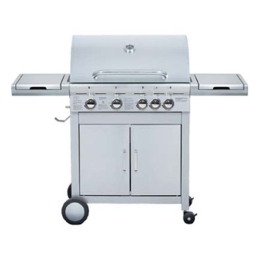 Barbecue A Gas Acciaio Inox 4 Fuochi Con E Griglia In Ghisa E Fornello