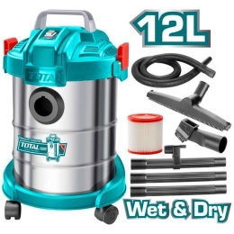Bidone Aspiratutto 12 L Aspiratore Professionale 800 W Total + Accessori