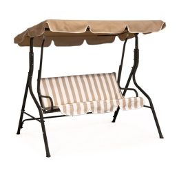Dondolo 3 Posti Da Giardino Robusto Con Cuscini 170x110xH152 Ecru