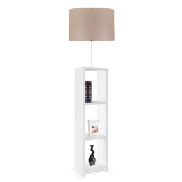 Lampada Da Pavimento Con Mensole 30x140 Cm 60W Bianco E Beige