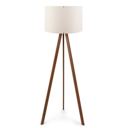 Lampada Treppiede Da Terra 38x140 Cm Design Moderno 60W Marrone E Ecru