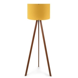 Lampada Treppiede Da Terra 38x140 Cm Design Moderno 60W Marrone E Giallo
