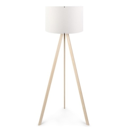Lampada Treppiede Da Terra 38x140 Cm Design Moderno 60W Rovere E Bianco