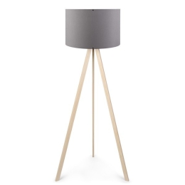 Lampada Treppiede Da Terra 38x140 Cm Design Moderno 60W Rovere E Grigio
