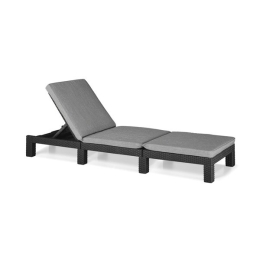 Lettino Con Cuscini Reclinabile In Rattan Grigio Daytona Keter