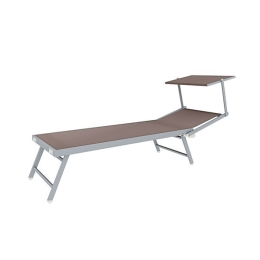Lettino Da Mare Professionale In Alluminio Con Parasole Tortora 186x61x39