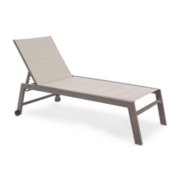 Lettino Prendisole Alluminio Con Ruote Imbottito Hilde Coffee Bizzotto