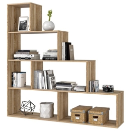 Libreria In Legno Design Moderno Rovere Chiara 145x29xH145 Cm A Scala