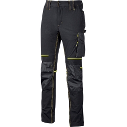 Pantalone Da Lavoro Stretch Idrorepellente Atom U-Power Nero E Giallo