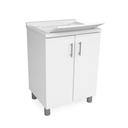 Mobile Lavatoio 60x60 2 Ante Con Vasca Sifone E Asse Lavapanni Bianco