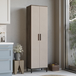 Colonna Da Bagno Multiuso 2 Ante 50x36x184 Visone Cotton E Legno Nadia