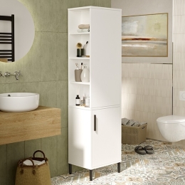 Colonna Da Bagno Multiuso Con Vani Laterali E Piedini Mendy Bianca