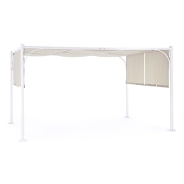 Pergola 3x4 Bianca In Acciaio Telo Tortora Idrorepellente Slide Bizzotto