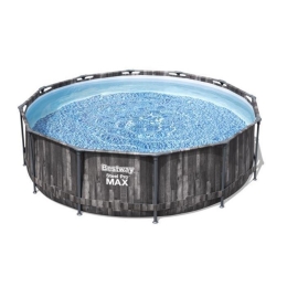 Piscina effetto legno Ø 366 x 100 cm Bestway rotonda con pompa 5614x