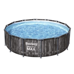 Piscina effetto legno Ø 427 x 107 cm Bestway rotonda con pompa 5614Z