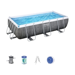 Piscina effetto rattan grigio scuro 404x201x10 cm Bestway con pompa filtro