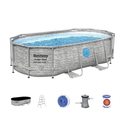 Piscina Fuori Terra Con Oblò 427x250x100 Pompa Scaletta Bestway 56714