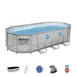 Piscina Fuori Terra Con Oblò 549x274x122 Pompa Scaletta Bestway 56716