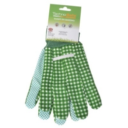 Guanti da giardino in cotone con palmo puntinato Technosafe Tulip verdi