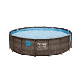 Piscina Bestway con oblò rotonda ø 488x122 cm in rattan 56725