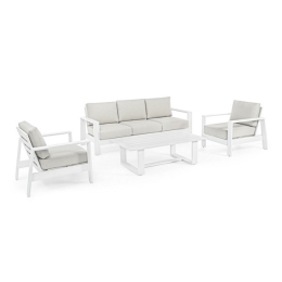Salotto Da Esterno In Alluminio Divano 3 Posti Baltic Bianco Bizzotto
