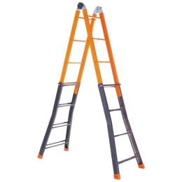 Scala Telescopica In Acciaio 4+4 Gradini Allungabile H. Max 3,80 Mt