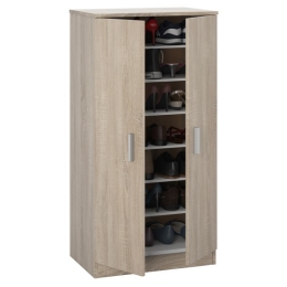 Armadio Scarpiera 2 Ante E 6 Ripiani 55x36x108 Effetto Legno Rovere