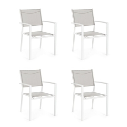Set 4 Sedie Da Esterno In Alluminio Con Braccioli Bianche Hilde Bizzotto
