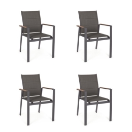 Sedie da pranzo con braccioli per giardino in alluminio imbottite Kubik