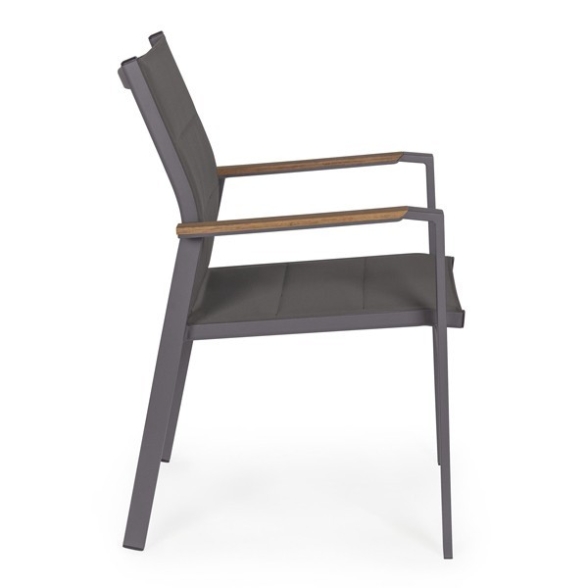 Sedie da pranzo con braccioli per giardino in alluminio imbottite Kubik