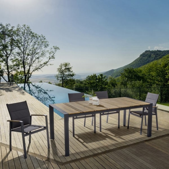 Sedie da pranzo con braccioli per giardino in alluminio imbottite Kubik