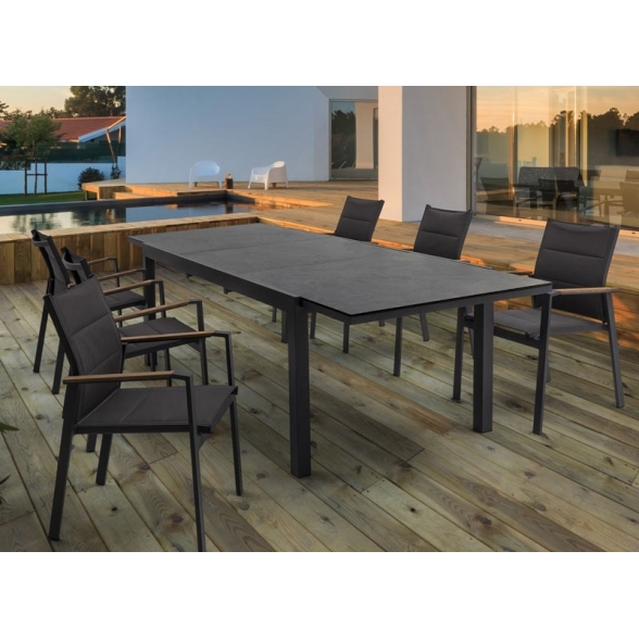 Sedie da pranzo con braccioli per giardino in alluminio imbottite Kubik