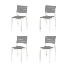 Set 4 Sedie Da Esterno In Resina Bianco E Grigio Harmony Keter