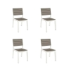 Set 4 Sedie Da Esterno In Resina Effetto Legno Bianca E Tortora Harmony