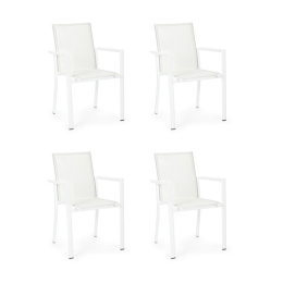 Set 4 Sedie Da Esterno Bianche In Alluminio Con Braccioli Konnor Bizzotto