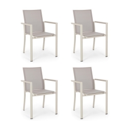 Set 4 Sedie Da Esterno Rastin In Alluminio Con Braccioli Konnor Bizzotto