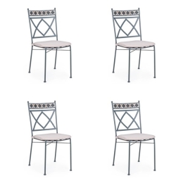 Set 4 sedie da giardino in ferro e mosaico con cuscini Bizzotto Berkley