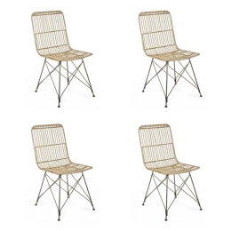 Set 4 sedie da interno intrecciate in legno Kubu Bizzotto Lucila