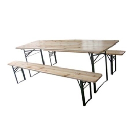Set Birreria Pieghevole 200x60 Cm Tavolo E Panche In Legno Trattato